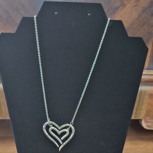Brighton Silver Double Heart Pendant Necklace
